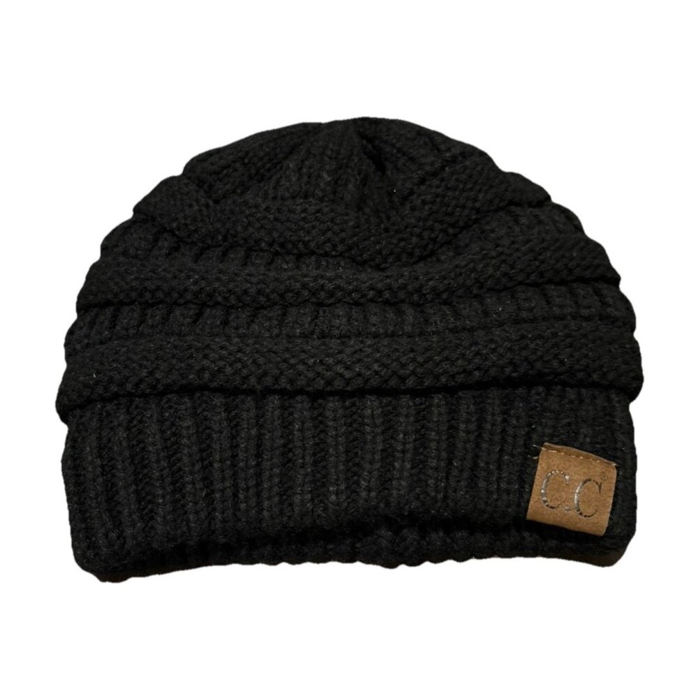C.C Womens One Size Black Beanie Hat Cap Cold Weather